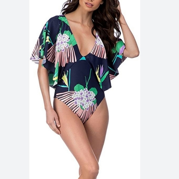 Trina Turk Floral Midnight Harvest Swimsuit - Picture 3 of 16